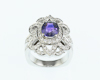 Color-change sapphire and diamond ring