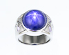 Blue star sapphire and diamond ring