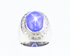 Blue star sapphire and diamond ring