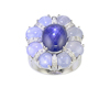 Blue star sapphire, star sapphire and diamond ring