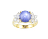 Blue star sapphire and diamond ring