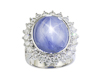 Blue star sapphire and diamond ring