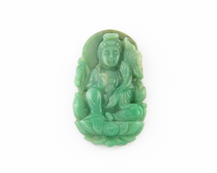 Jadeite (type-A) Guan Yin amulet - Click Image to Close