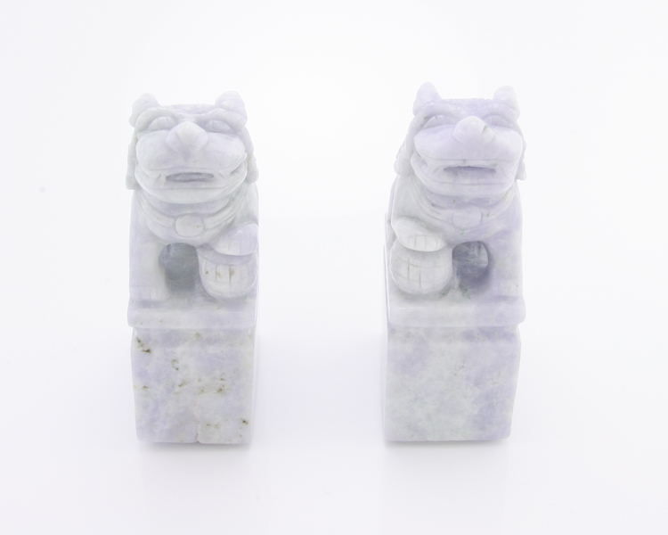 Jadeite (type-A) Chinese guardian lions - Click Image to Close