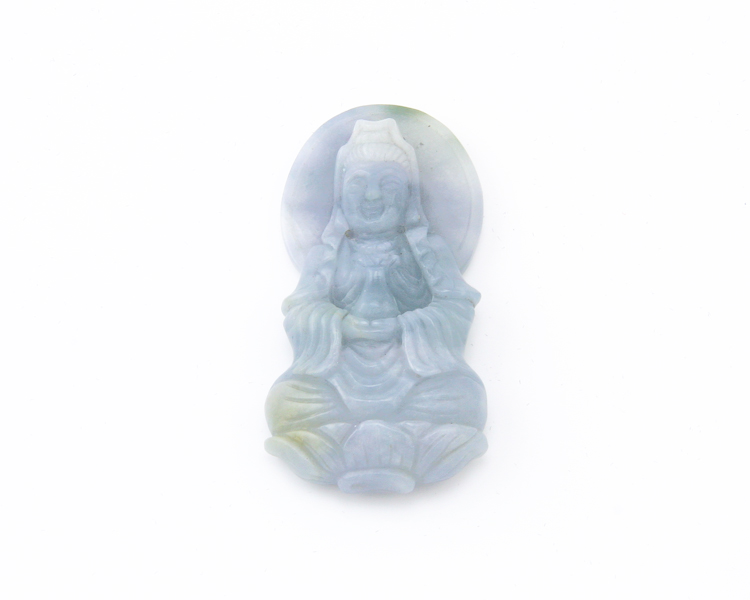 Jadeite (type-A) Guan Yin amulet - Click Image to Close