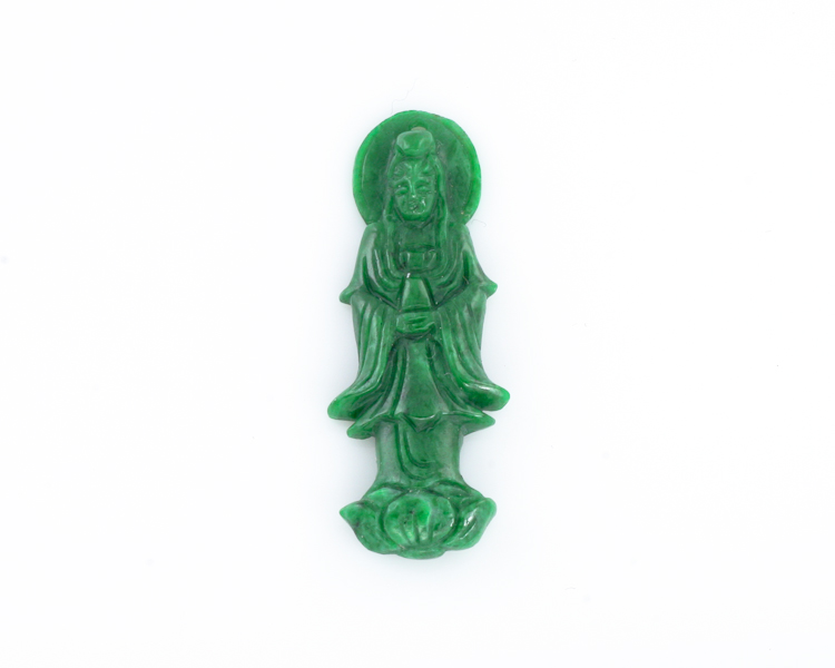 Jadeite (type-A) Guan Yin amulet - Click Image to Close