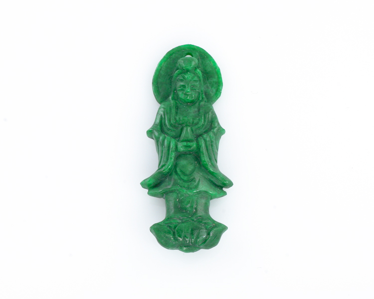 Jadeite (type-A) Guan Yin amulet - Click Image to Close