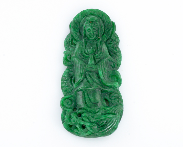 Jadeite (type-A) Guan Yin amulet - Click Image to Close