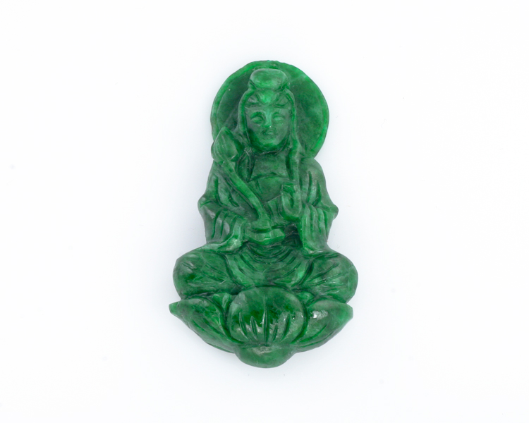 Jadeite (type-A) Guan Yin amulet - Click Image to Close