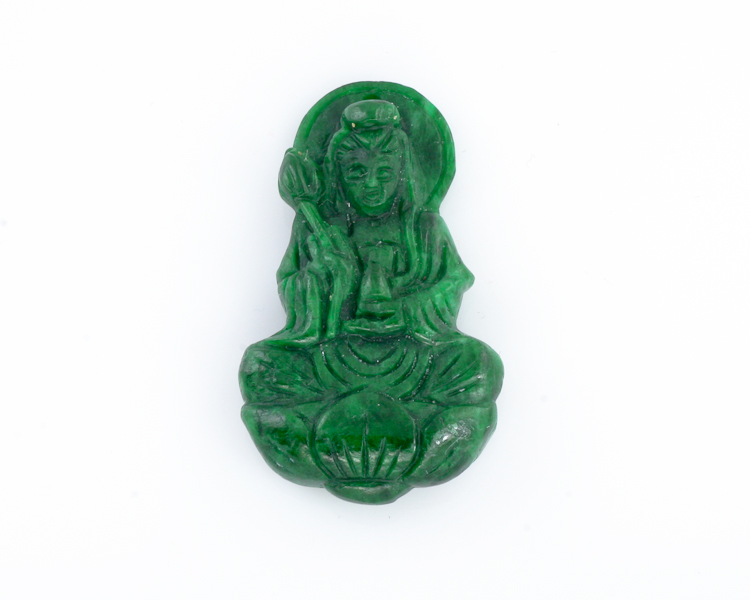 Jadeite (type-A) Guan Yin amulet - Click Image to Close