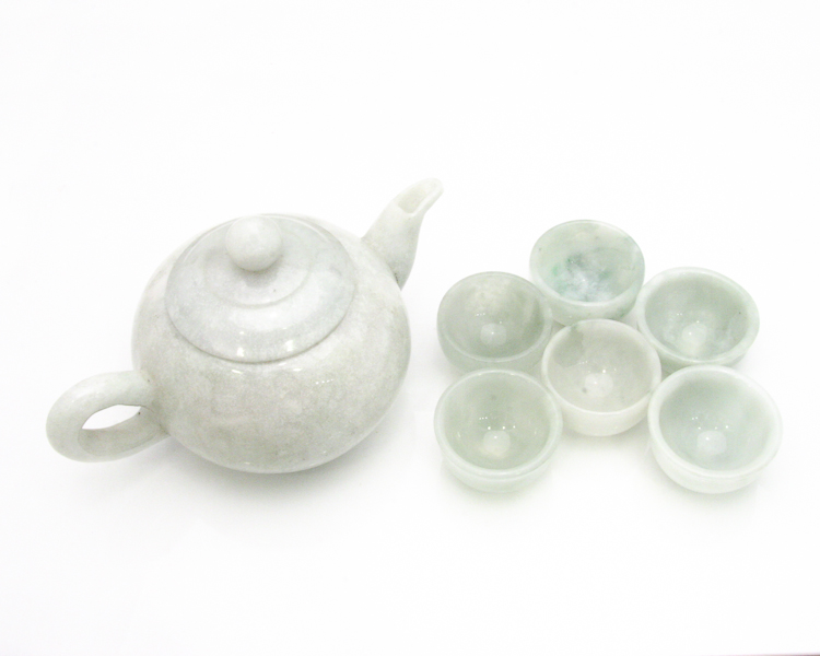 Jadeite (type-A) tea set - Click Image to Close