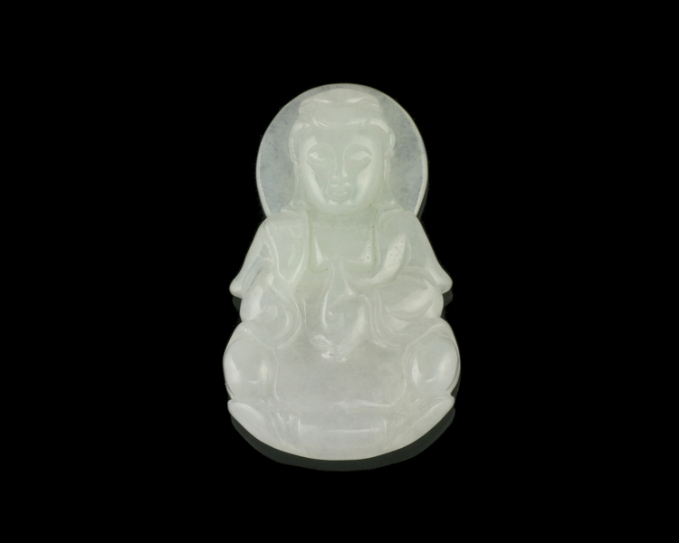 Jadeite (type-A) Guan Yin amulet - Click Image to Close