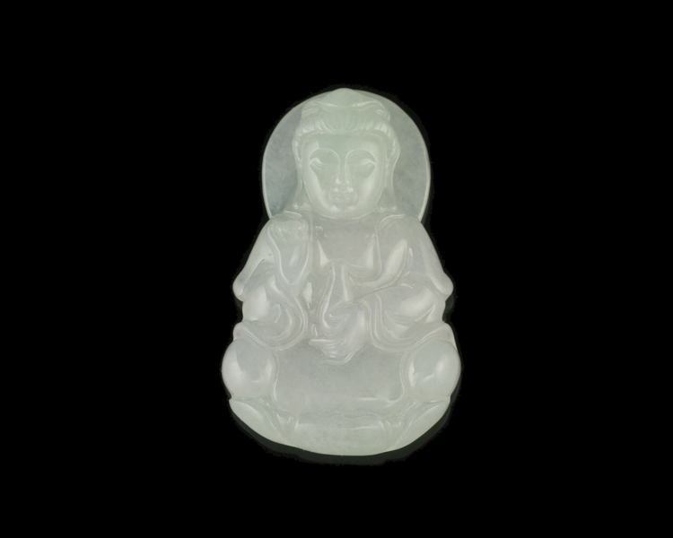 Jadeite (type-A) Guan Yin amulet - Click Image to Close