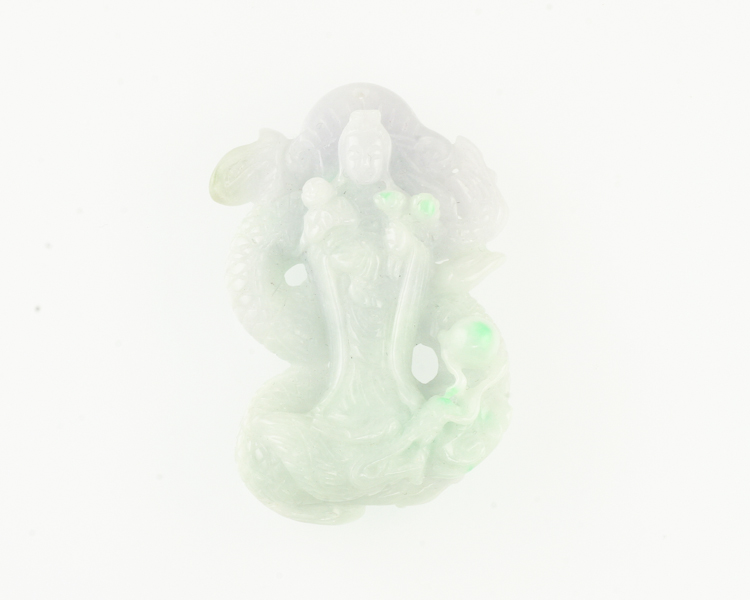 Jadeite (type-A) Guan Yin amulet - Click Image to Close