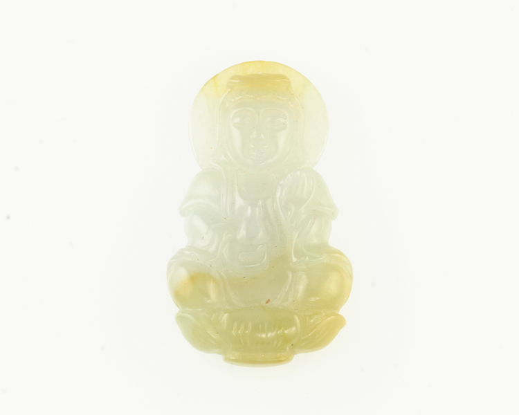 Jadeite (type-A) Guan Yin amulet - Click Image to Close