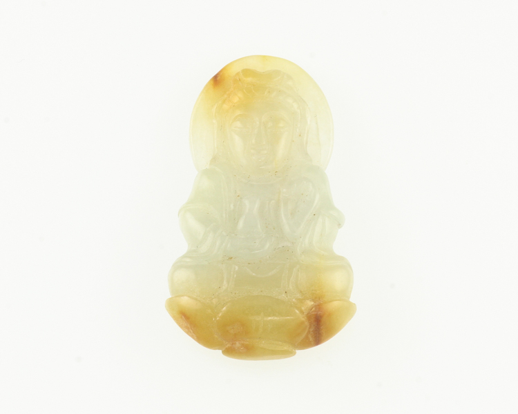 Jadeite (type-A) Guan Yin amulet - Click Image to Close