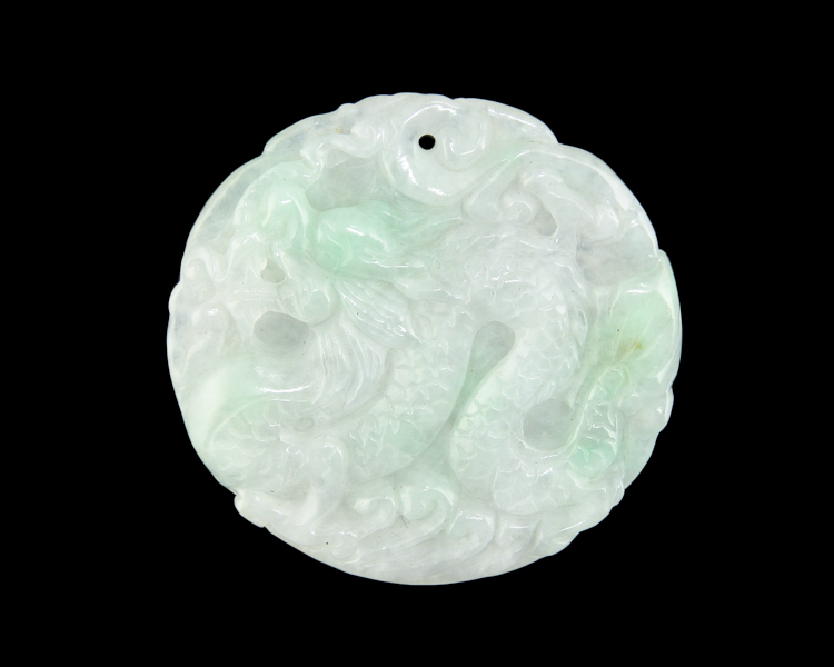 Jadeite (type-A) dragon amulet - Click Image to Close