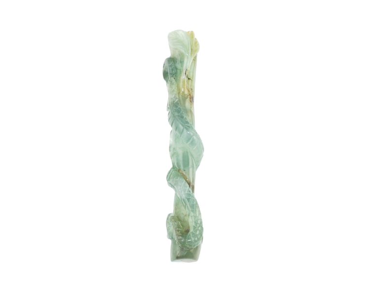 Jadeite (type-A) snake on bamboo - Click Image to Close