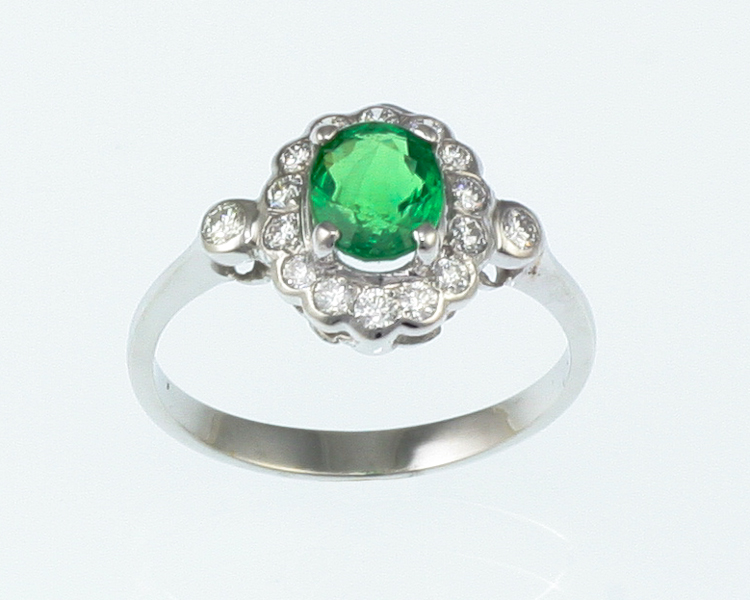 Tsavorite garnet and diamond ring - Click Image to Close