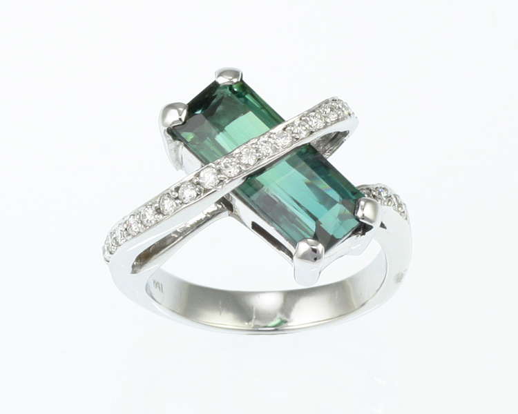 Tourmaline and diamond ring - Click Image to Close