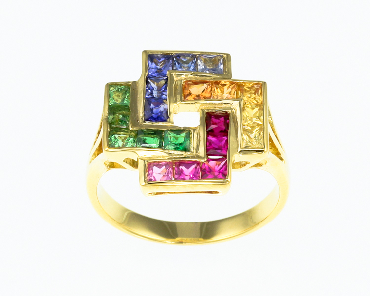 Mixed gem stones ring - Click Image to Close