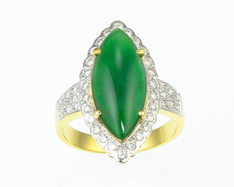 Jadeite (type-A) and diamond ring - Click Image to Close