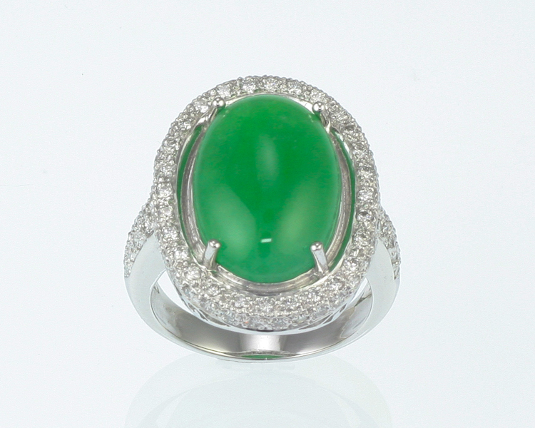 Jadeite (type-A) and diamond ring - Click Image to Close