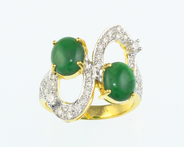 Jadeite (type-A) and diamond ring - Click Image to Close