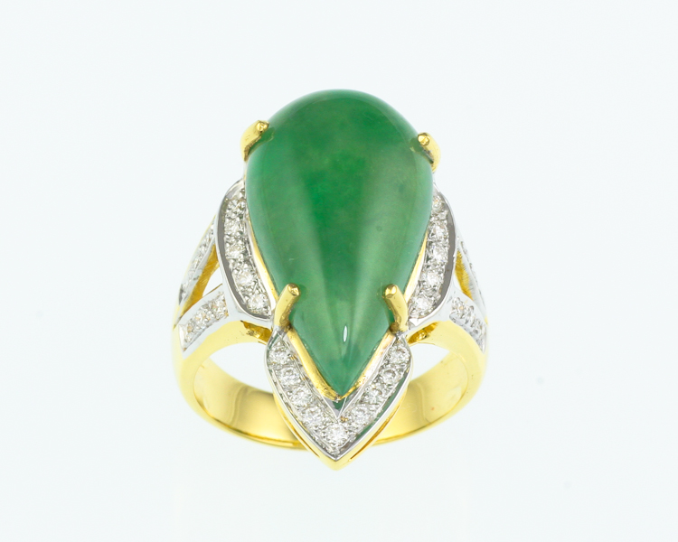 Jadeite (type-A) and diamond ring - Click Image to Close