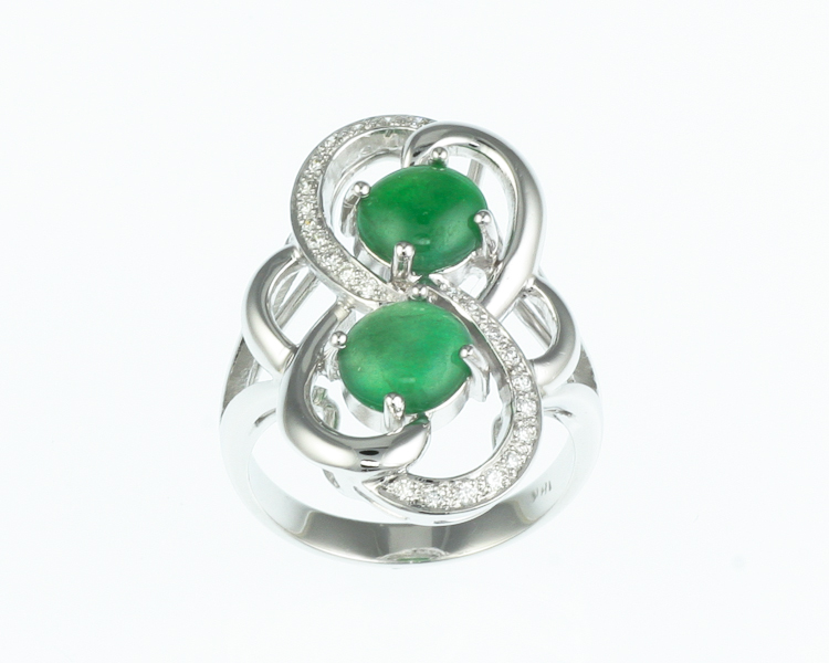 Jadeite (type-A) and diamond ring - Click Image to Close