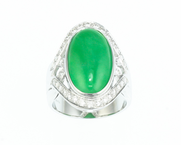 Jadeite (type-A) and diamond ring - Click Image to Close