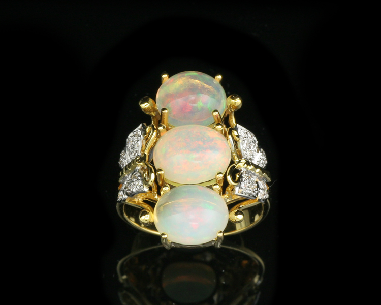 Opal and diamond ring - Click Image to Close