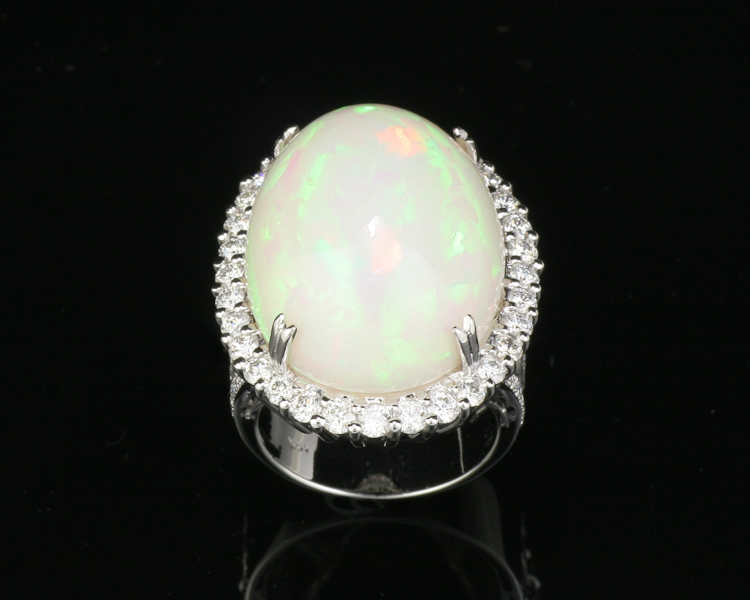 Opal and diamond ring - Click Image to Close