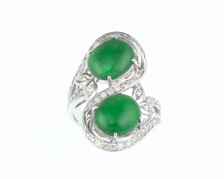 Jadeite (type-A) and diamond ring - Click Image to Close