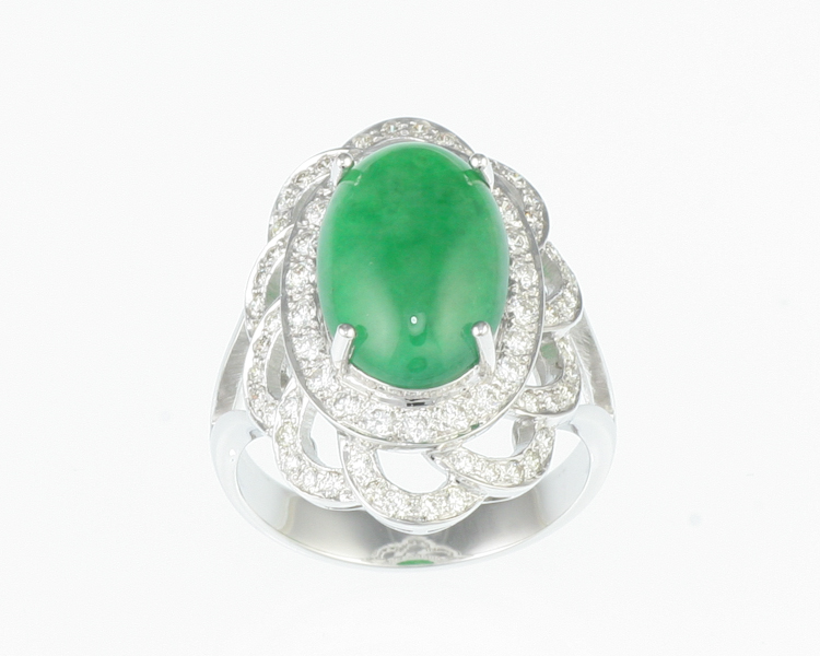 Jadeite (type-A) and diamond ring - Click Image to Close