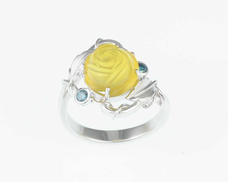 Opal carving and diamond ring - Click Image to Close