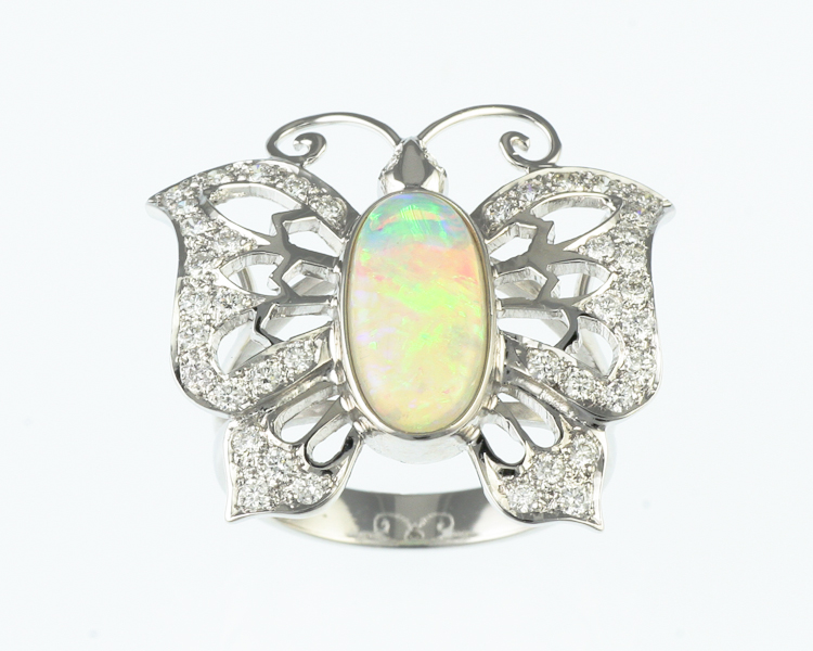 Opal and diamond ring - Click Image to Close