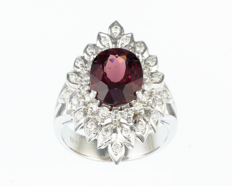 Malaya garnet and diamond ring - Click Image to Close