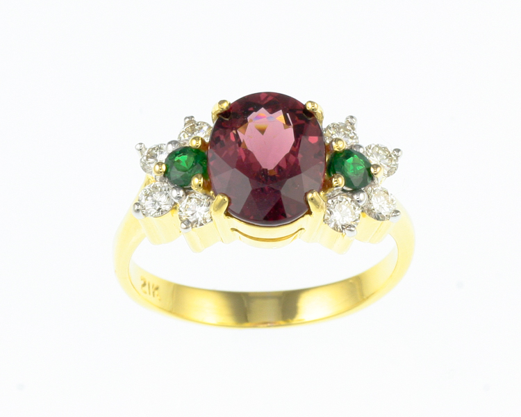 Malaya garnet, garnet and diamond ring - Click Image to Close