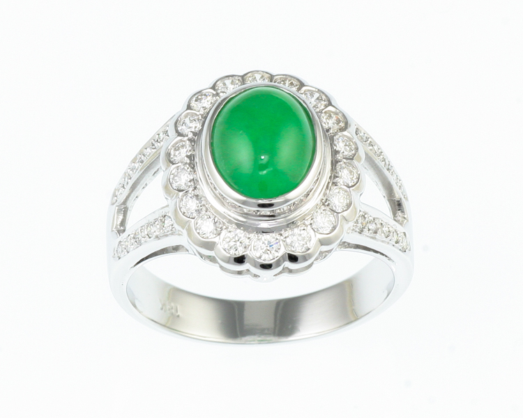 Jadeite (type-A) and diamond ring - Click Image to Close