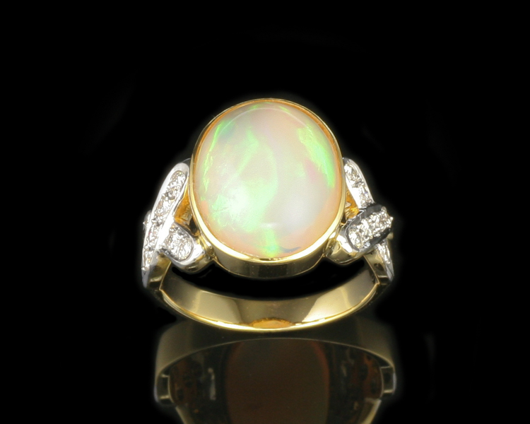 Opal and diamond ring - Click Image to Close