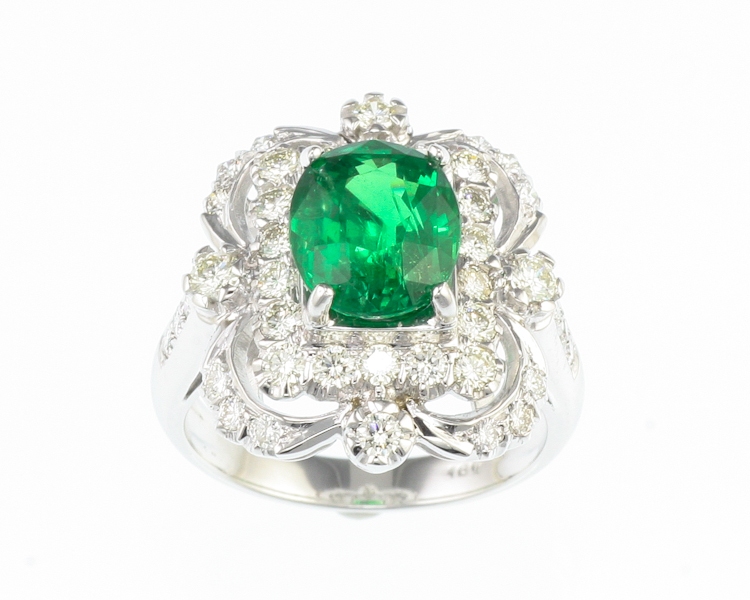 Tsavorite garnet and diamond ring - Click Image to Close