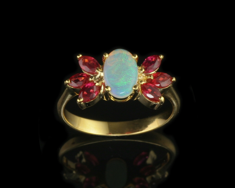 Opal and ruby ring - Click Image to Close