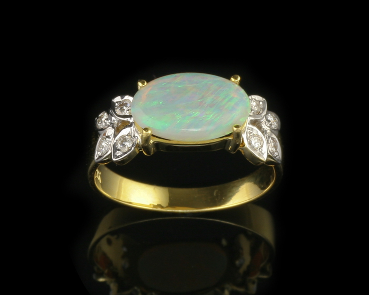 Opal and diamond ring - Click Image to Close