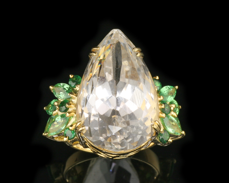 Kunzite and tsavorite garnet ring - Click Image to Close