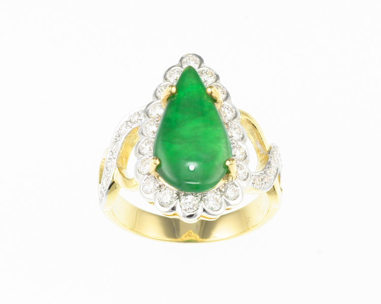 Jadeite (type-A) and diamond ring - Click Image to Close