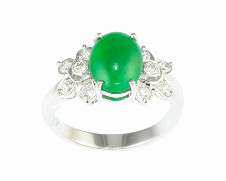 Jadeite (type-A) and diamond ring - Click Image to Close