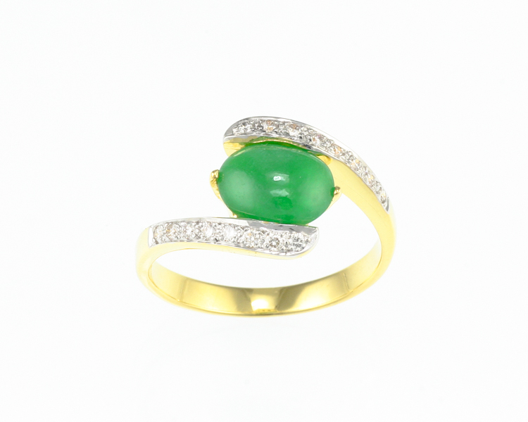 Jadeite (type-A) and diamond ring - Click Image to Close