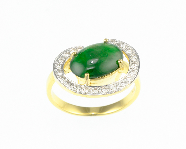 Jadeite (type-A) and diamond ring - Click Image to Close