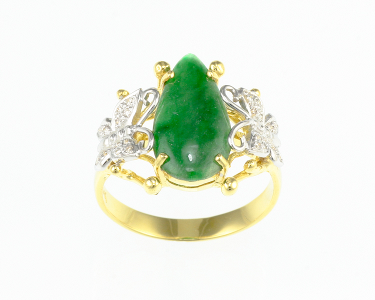 Jadeite (type-A) and diamond ring - Click Image to Close